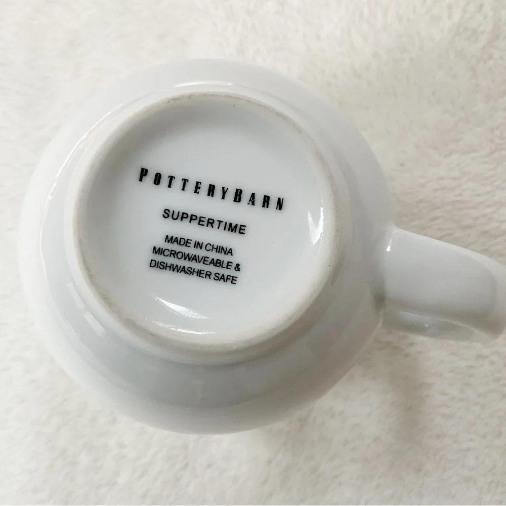 Pottery Barn Suppertime White Stoneware Mug Café Coffee Cup